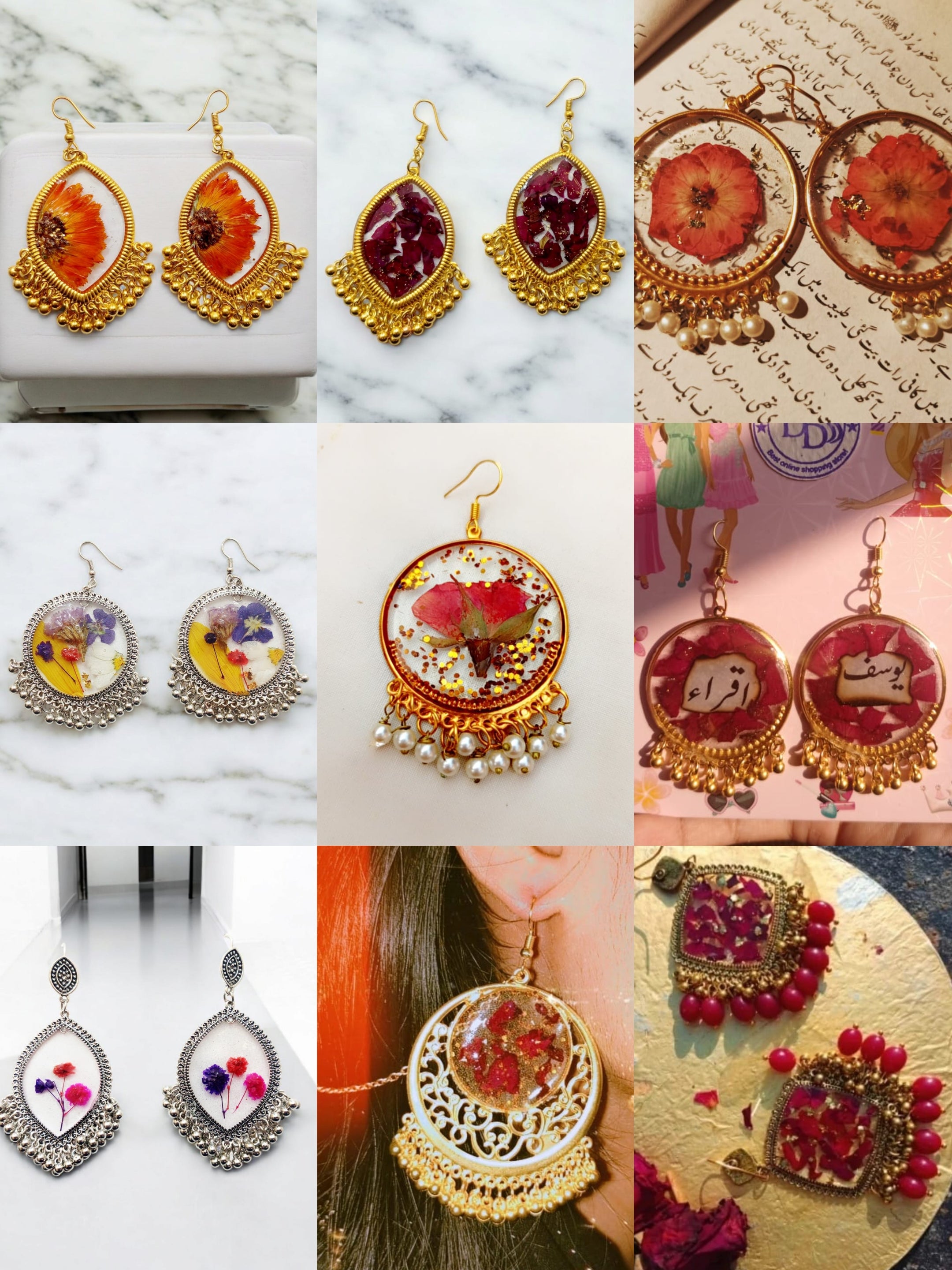 FLOWER PRESERVED RESIN EARINGS